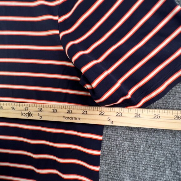 RLX Ralph Lauren Polo Shirt Men's Medium Blue Orange Striped Golf Nylon Stretch - Picture 6 of 9